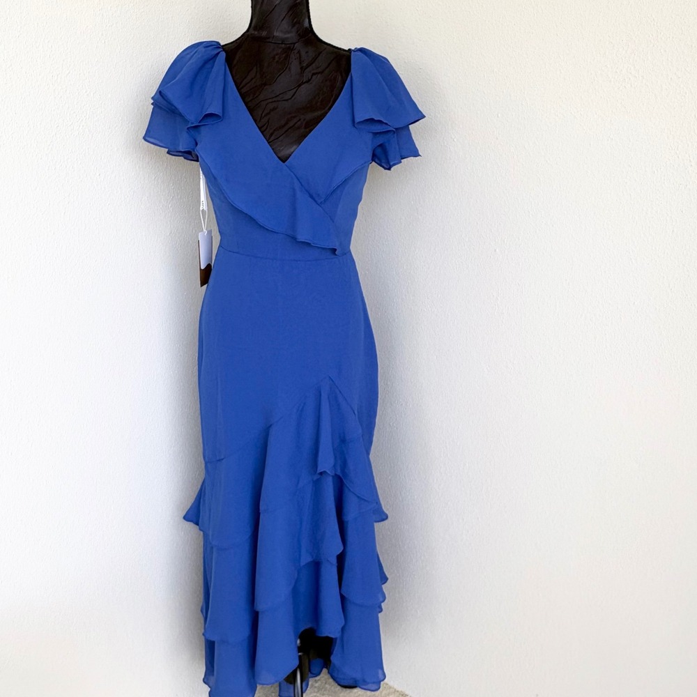 MISSACC Ruffled Off-The-Shoulder Formal Gown Women Royal Blue SMBD11024
